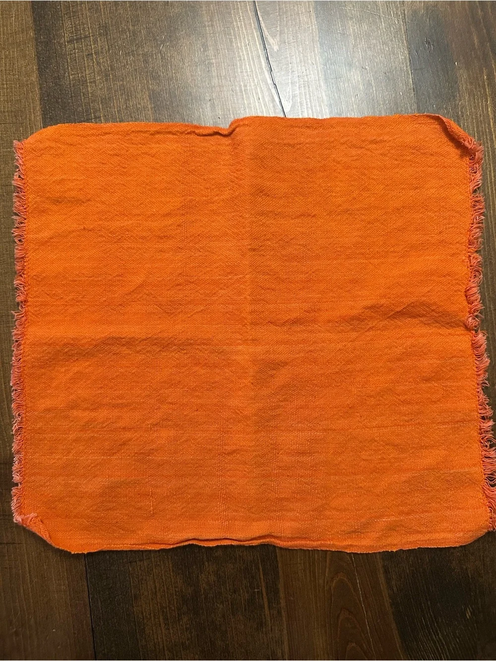 Vintage Orange & Yellow Fringe Cloth Napkins Set of 7 12x12- Groovy